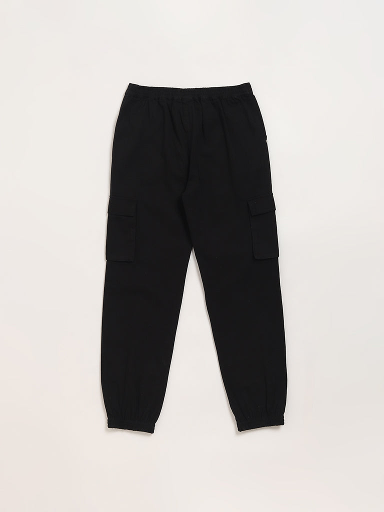 Y&F Kids Black Cargo Joggers