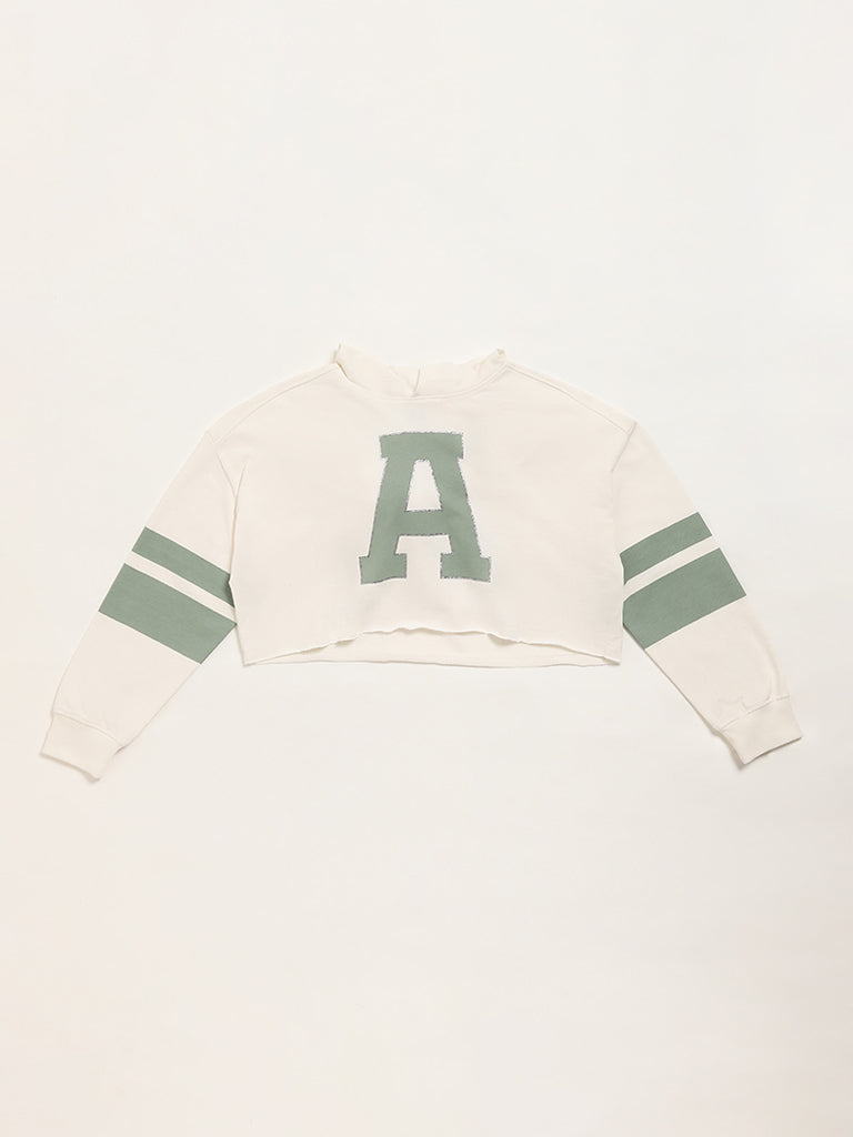 Y&F Kids Off-White Crop Hoodie