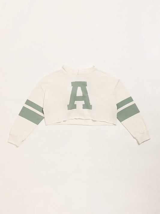 Y&F Kids Off-White Crop Hoodie