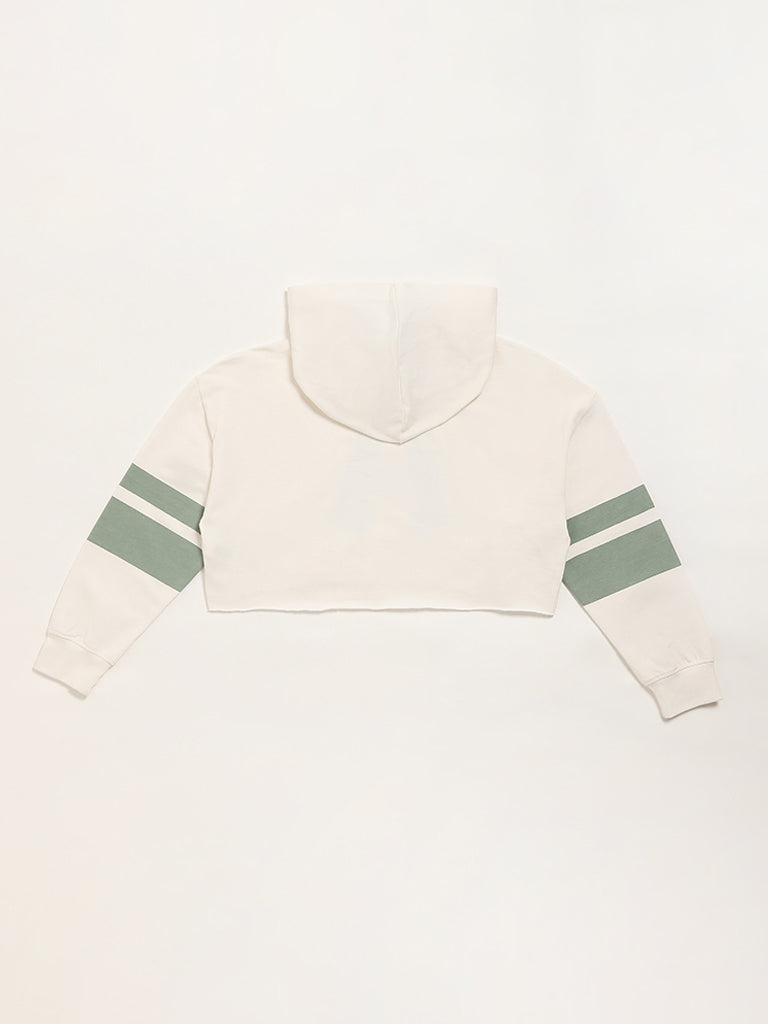 Y&F Kids Off-White Crop Hoodie