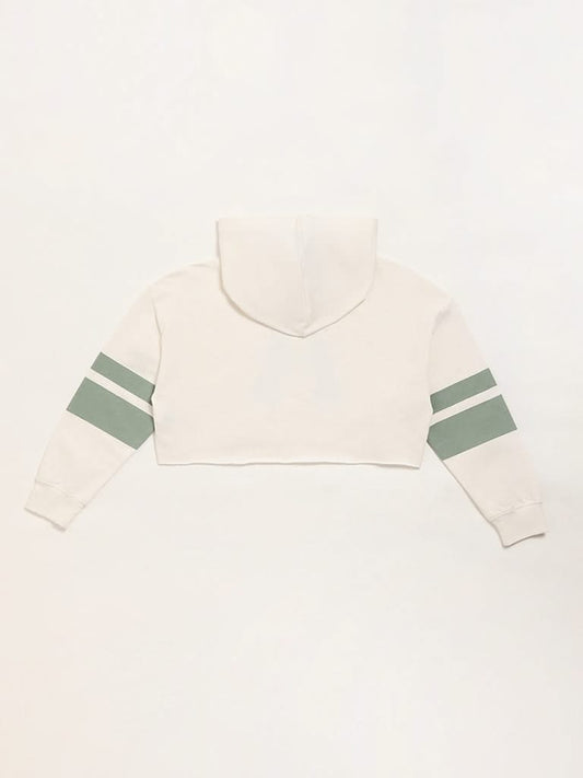 Y&F Kids Off-White Crop Hoodie