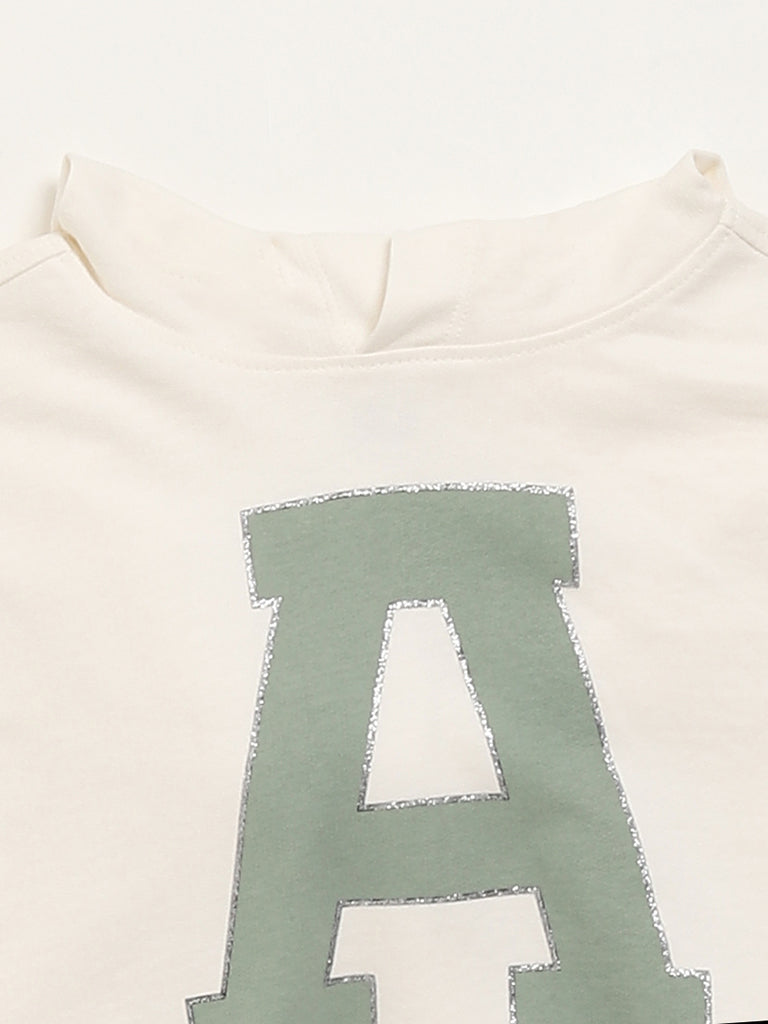 Y&F Kids Off-White Crop Hoodie