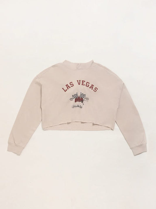 Y&F Kids Light Beige Crop Hoodie