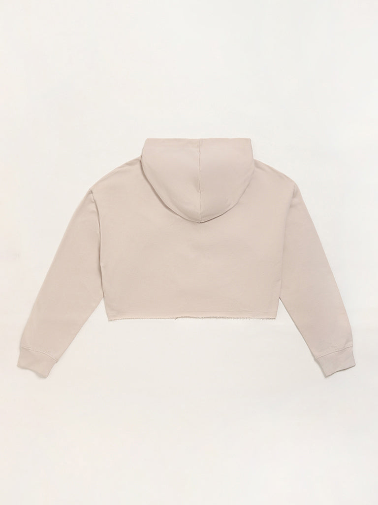 Y&F Kids Light Beige Crop Hoodie