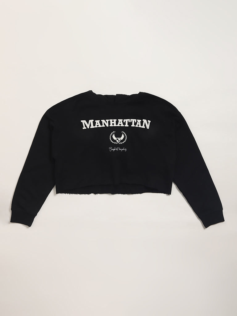 Y&F Kids Black Crop Hoodie