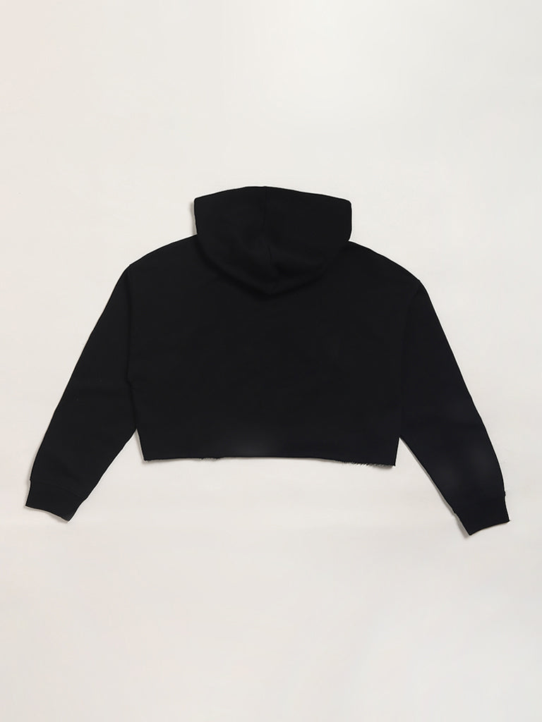 Y&F Kids Black Crop Hoodie