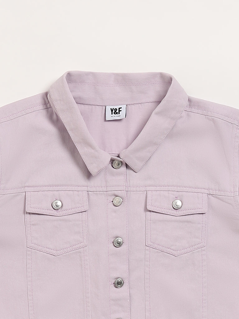 Y&F Kids Lilac Cropped Twill Jacket