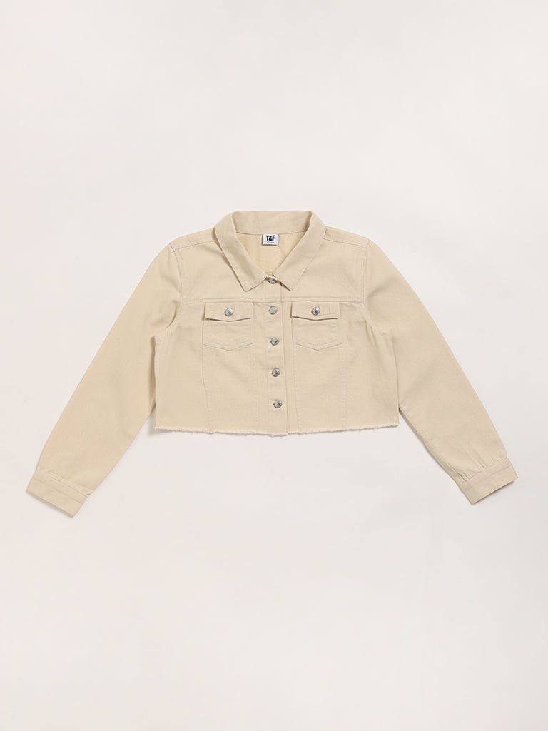 Y&F Kids Beige Cropped Twill Jacket