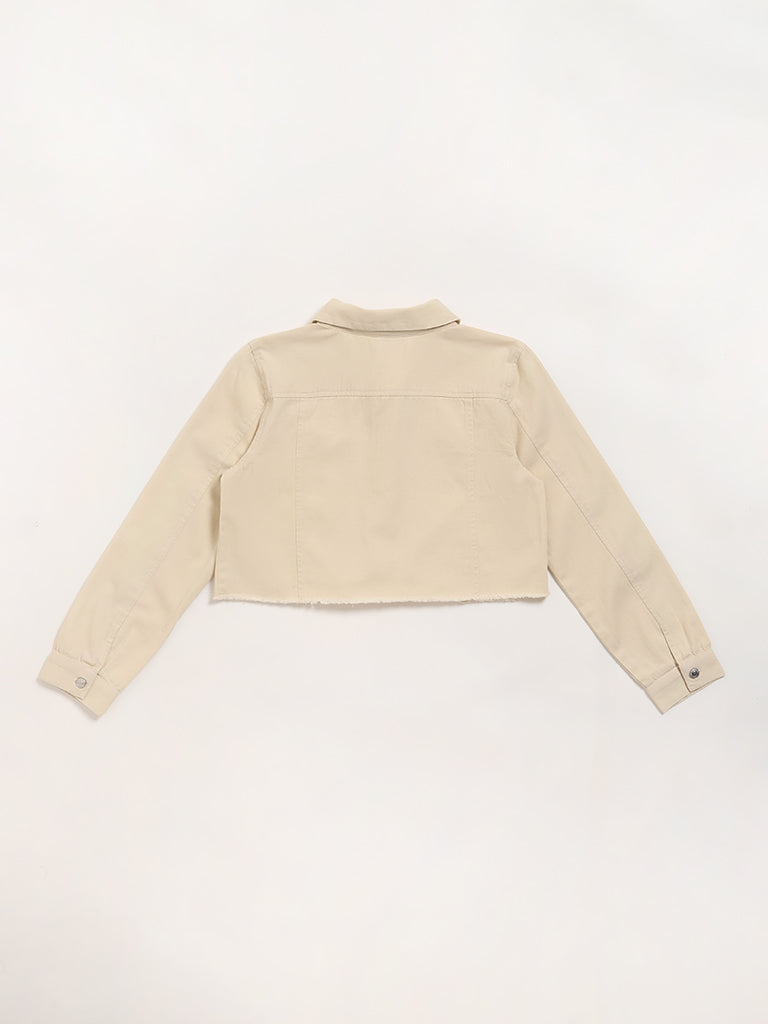 Y&F Kids Beige Cropped Twill Jacket