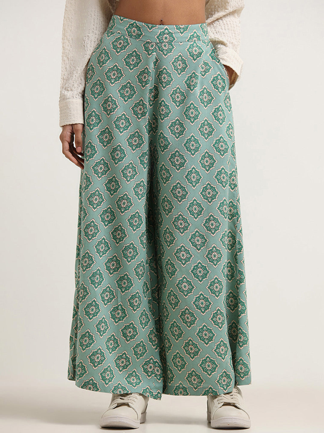 Bombay Paisley Green Printed Palazzos