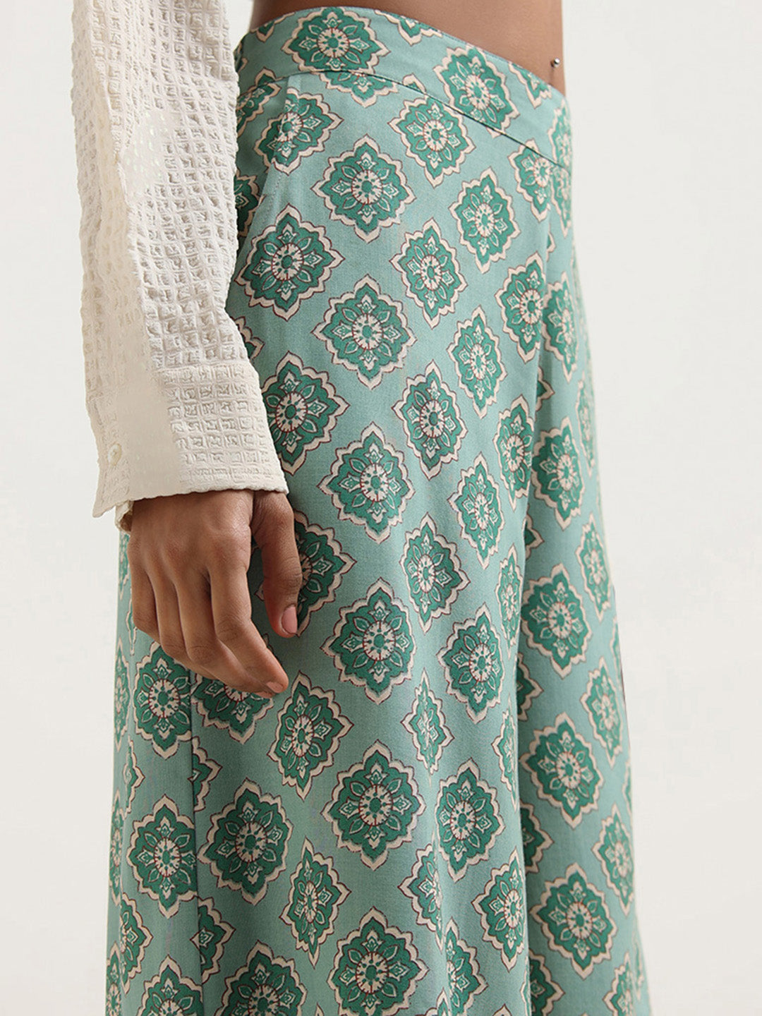 Bombay Paisley Green Printed Palazzos