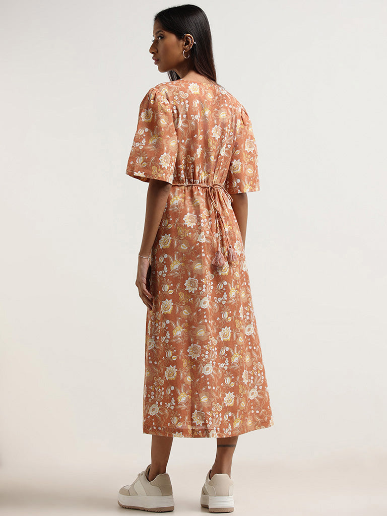 Bombay Paisley Brown Printed Cotton Shirt Dress