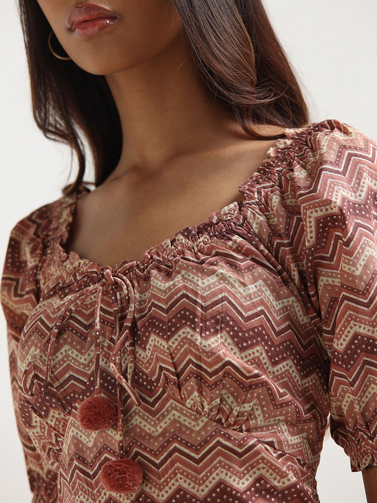 Bombay Paisley Brown Printed Cotton Dress