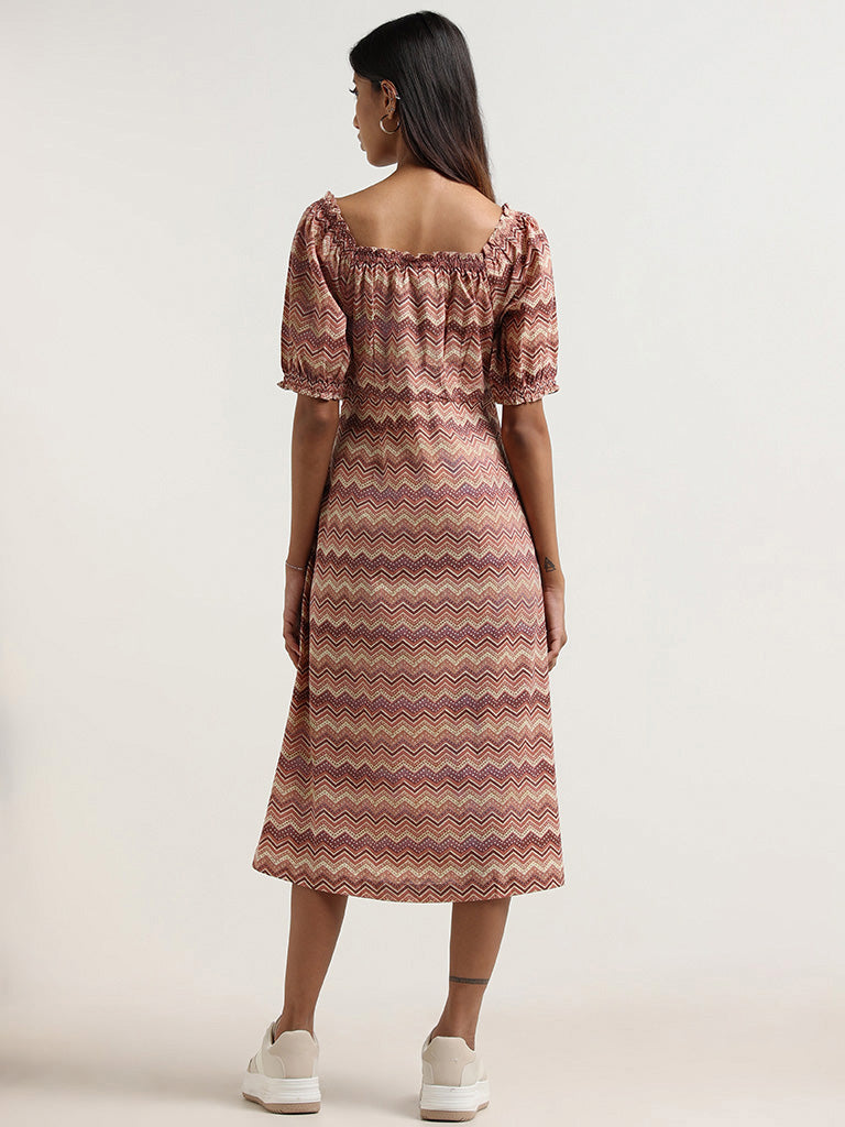 Bombay Paisley Brown Printed Cotton Dress