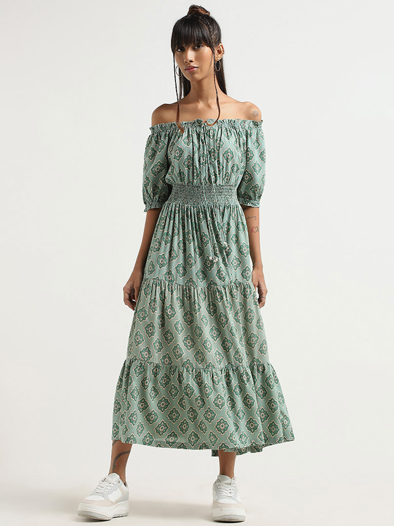 Bombay Paisley Green Printed Dress