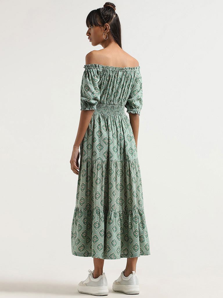 Bombay Paisley Green Printed Dress