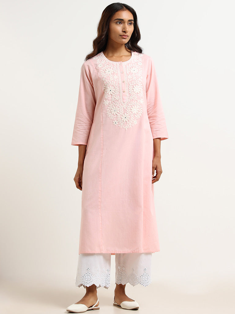 Utsa Pink Embroidered Kurta