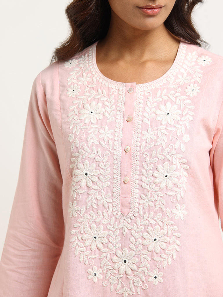 Utsa Pink Embroidered Kurta