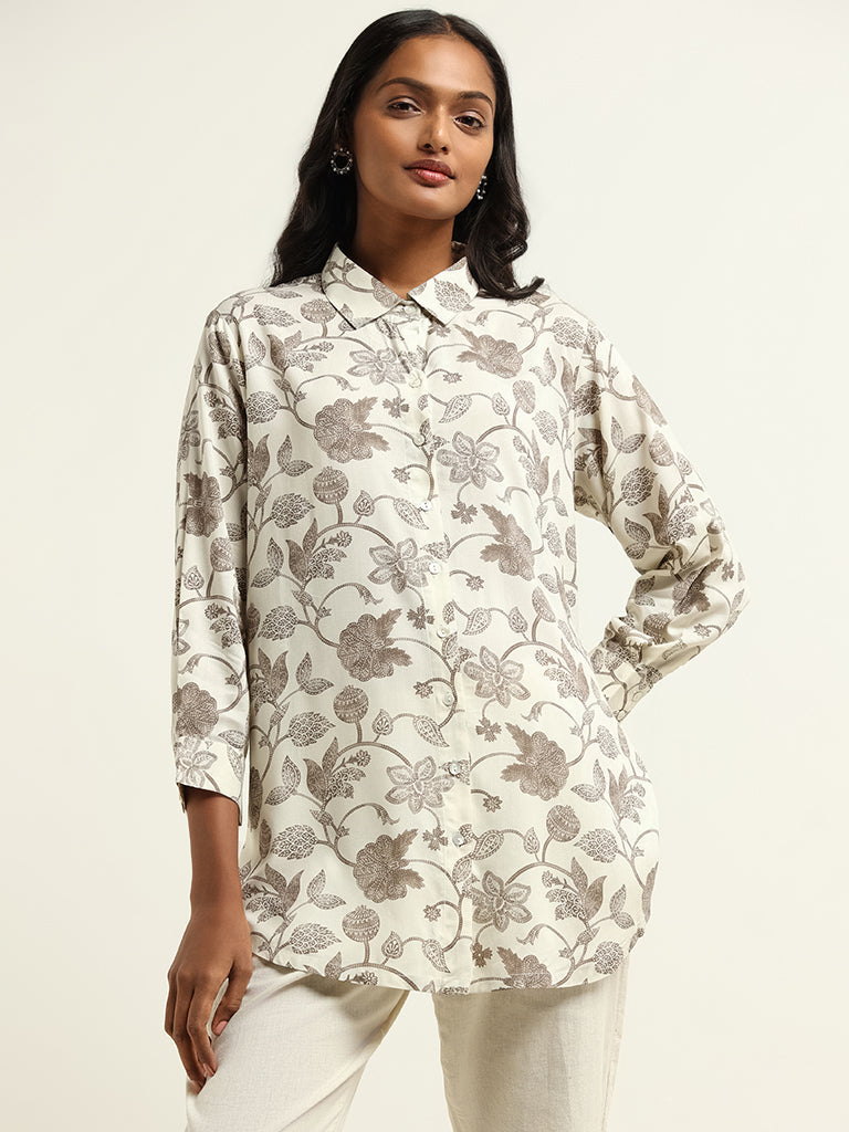 Utsa Brown Printed Tunic