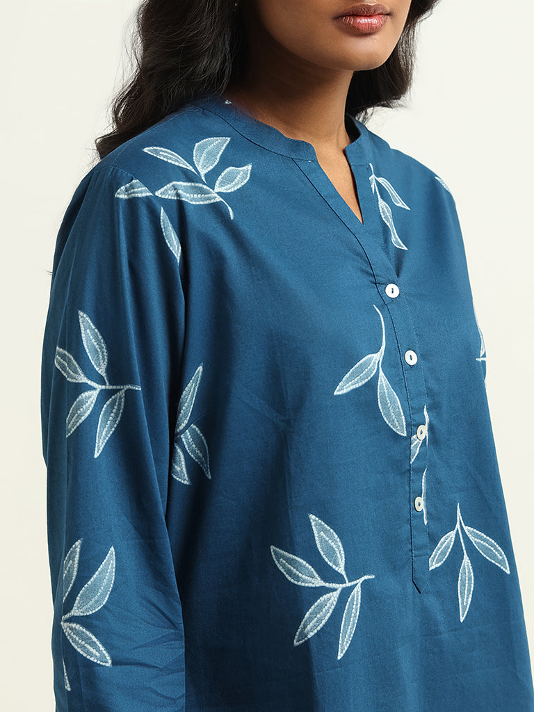 Utsa Blue Printed Kurti