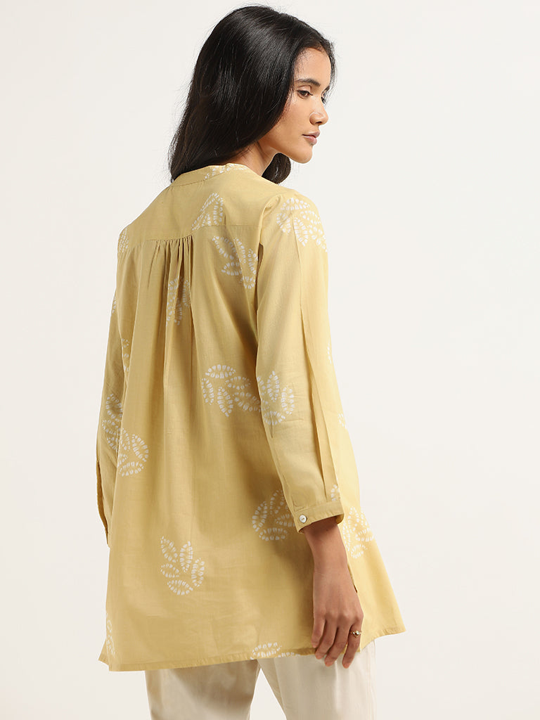 Utsa Yellow Printed Cotton Kurti