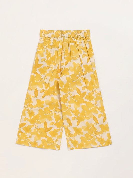 Utsa Kids Yellow Printed Palazzos (2 - 8yrs)