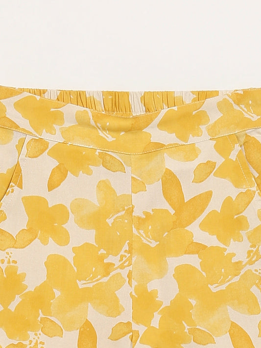 Utsa Kids Yellow Printed Palazzos (2 - 8yrs)