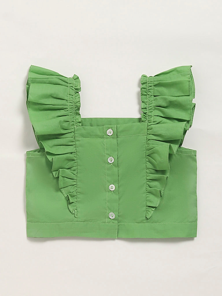 Utsa Kids Embroidered Green Blouse (2 - 8yrs)