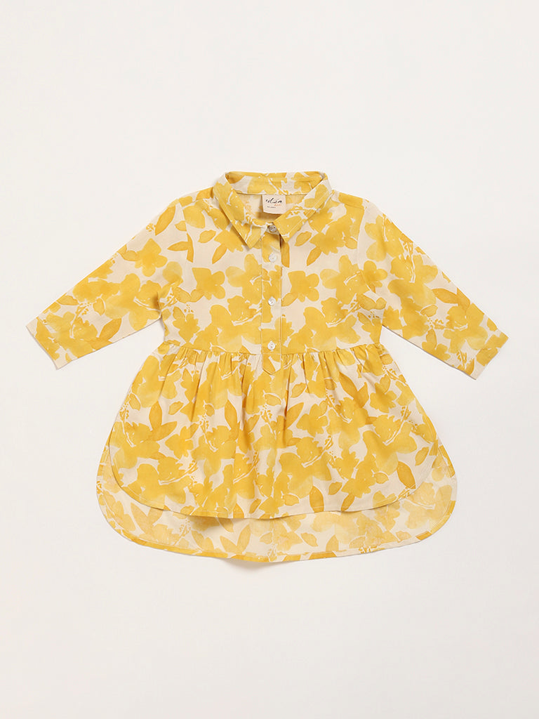 Utsa Kids Yellow Printed Top (2 - 8yrs)