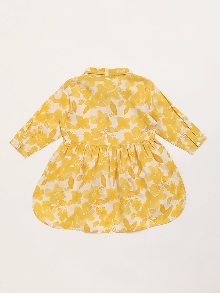 Utsa Kids Yellow Printed Top (2 - 8yrs)