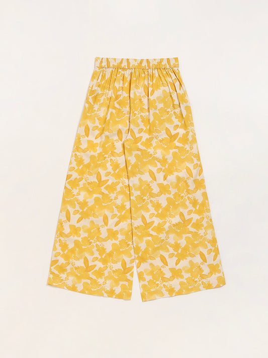 Utsa Kids Yellow Printed Palazzos (8 -14yrs)