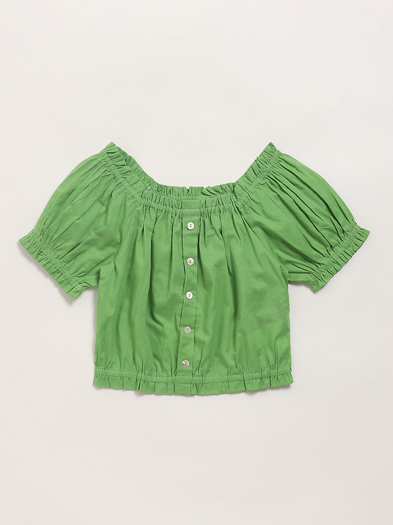 Utsa Kids Green Button Down Top (8 -14yrs)