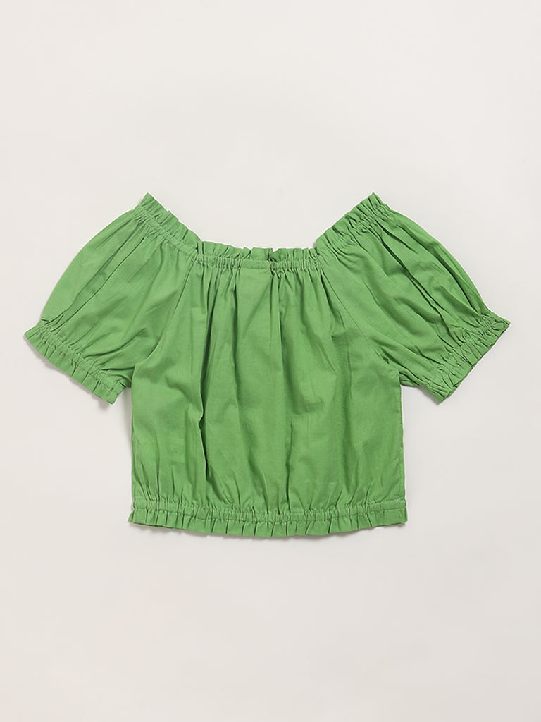 Utsa Kids Green Button Down Top (8 -14yrs)