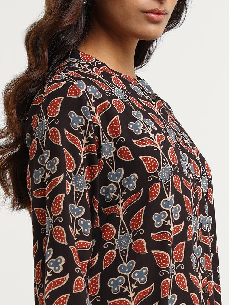 Utsa Black Printed Kurta