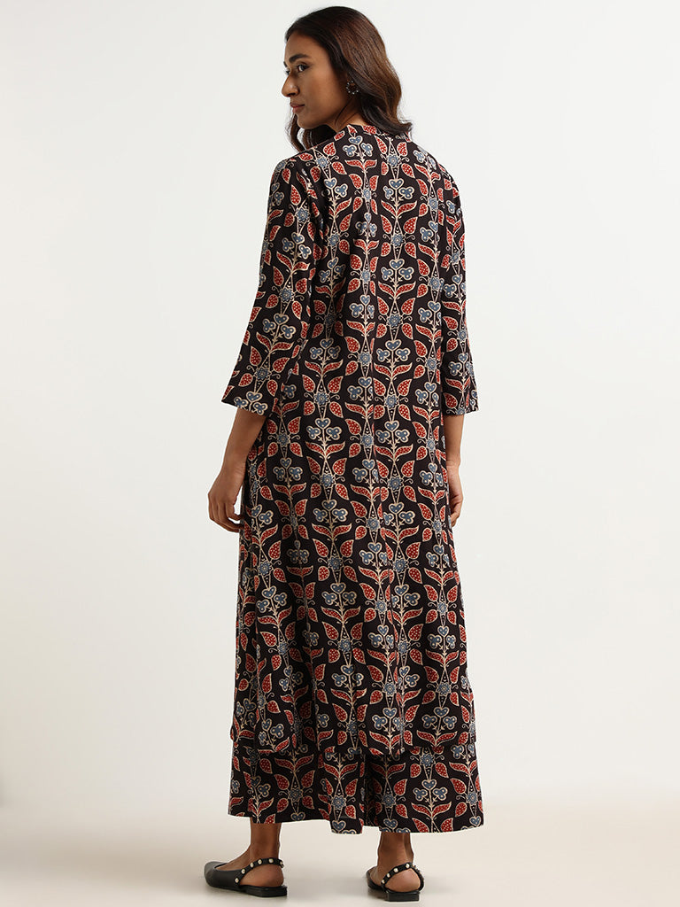 Utsa Black Printed Kurta