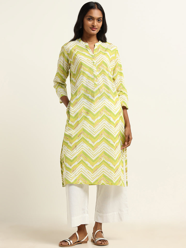 Utsa Lime Printed Kurta