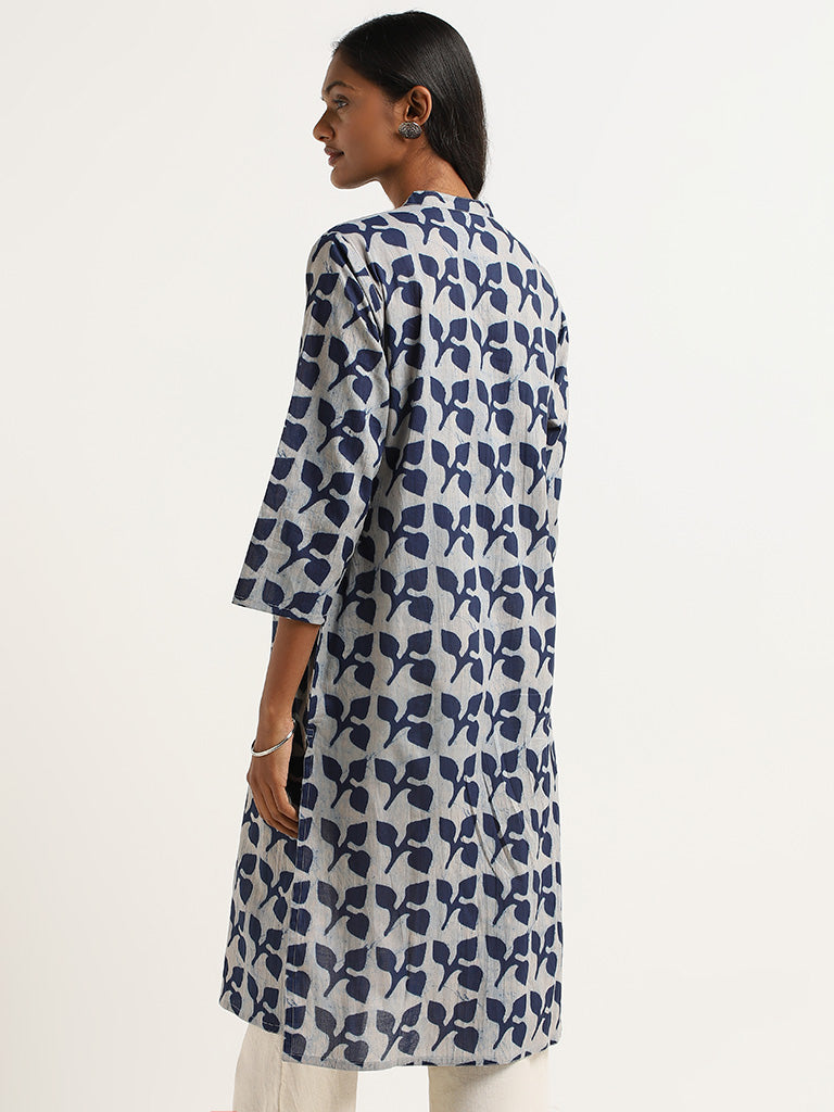 Utsa Blue Printed Kurta