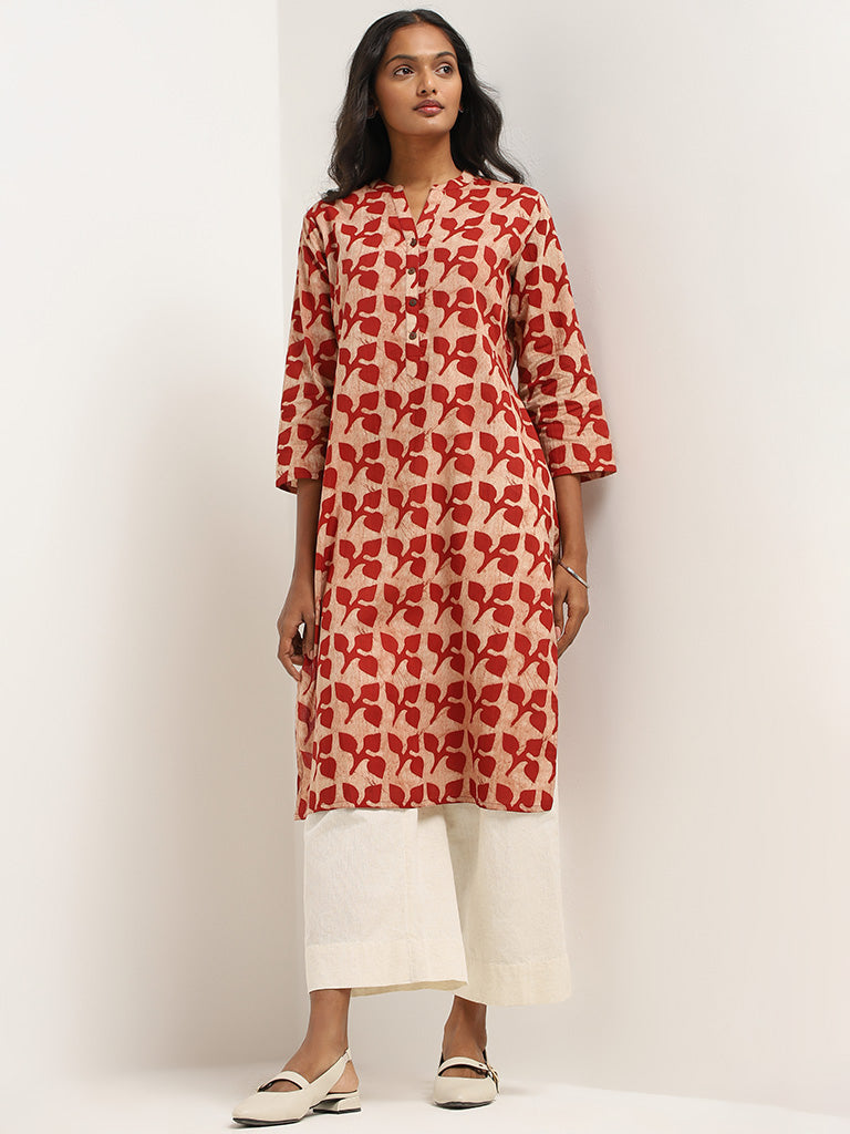 Utsa Red Printed Kurta