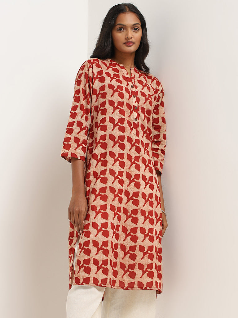 Utsa Red Printed Kurta