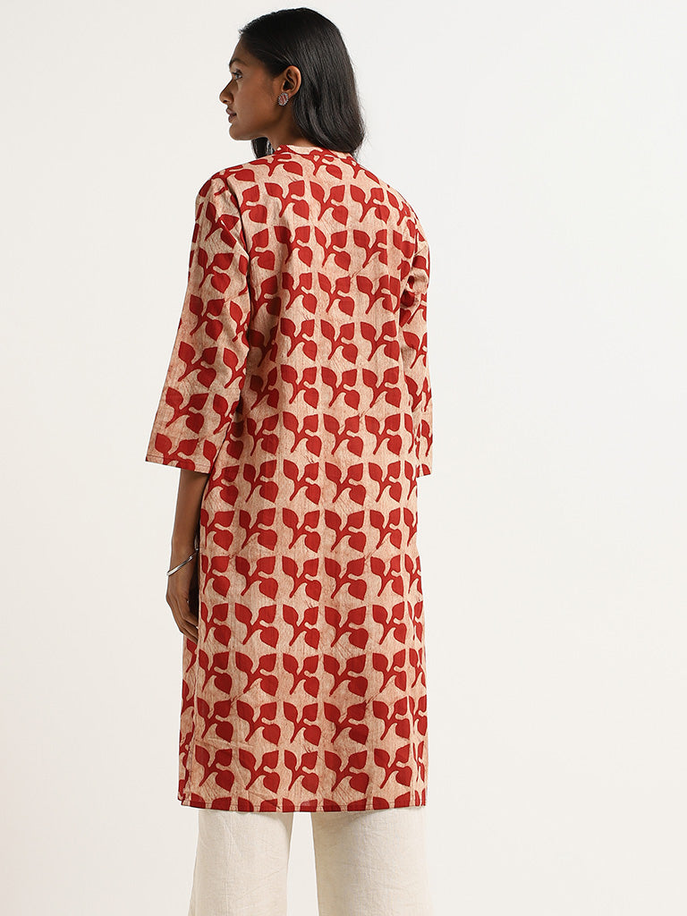 Utsa Red Printed Kurta