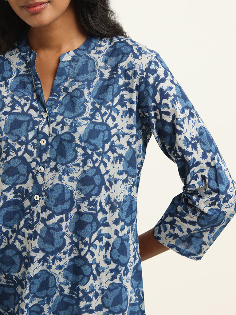 Utsa Indigo Printed Kurta