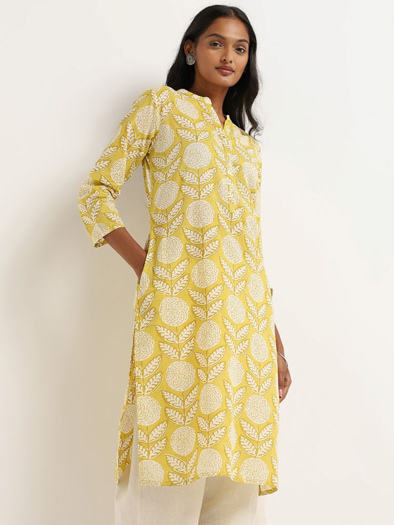 Utsa Yellow Printed Kurta