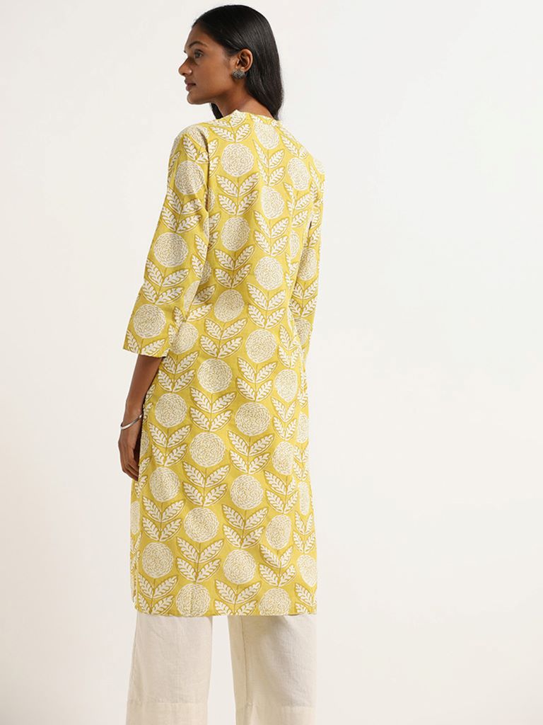 Utsa Yellow Printed Kurta