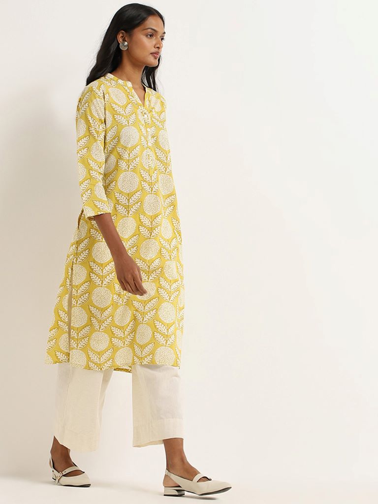 Utsa Yellow Printed Kurta