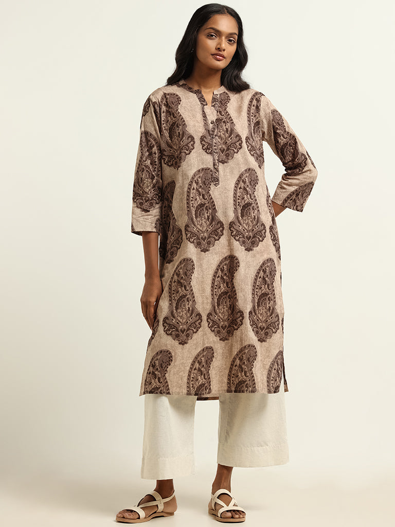 Utsa Brown Printed Kurta