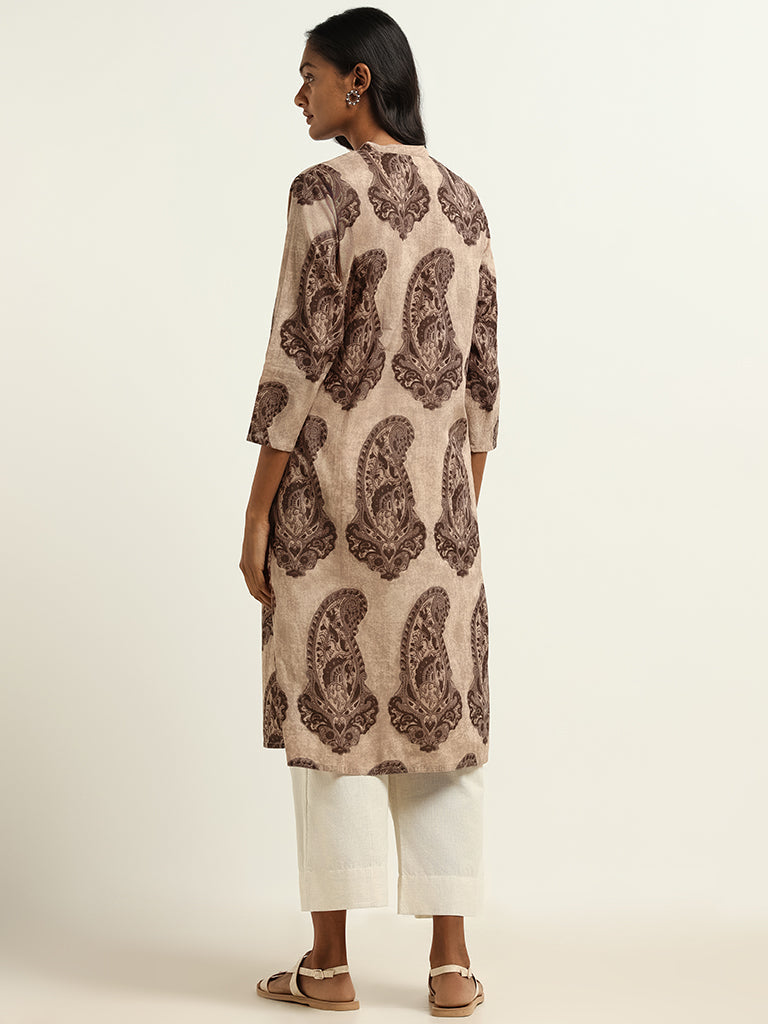 Utsa Brown Printed Kurta