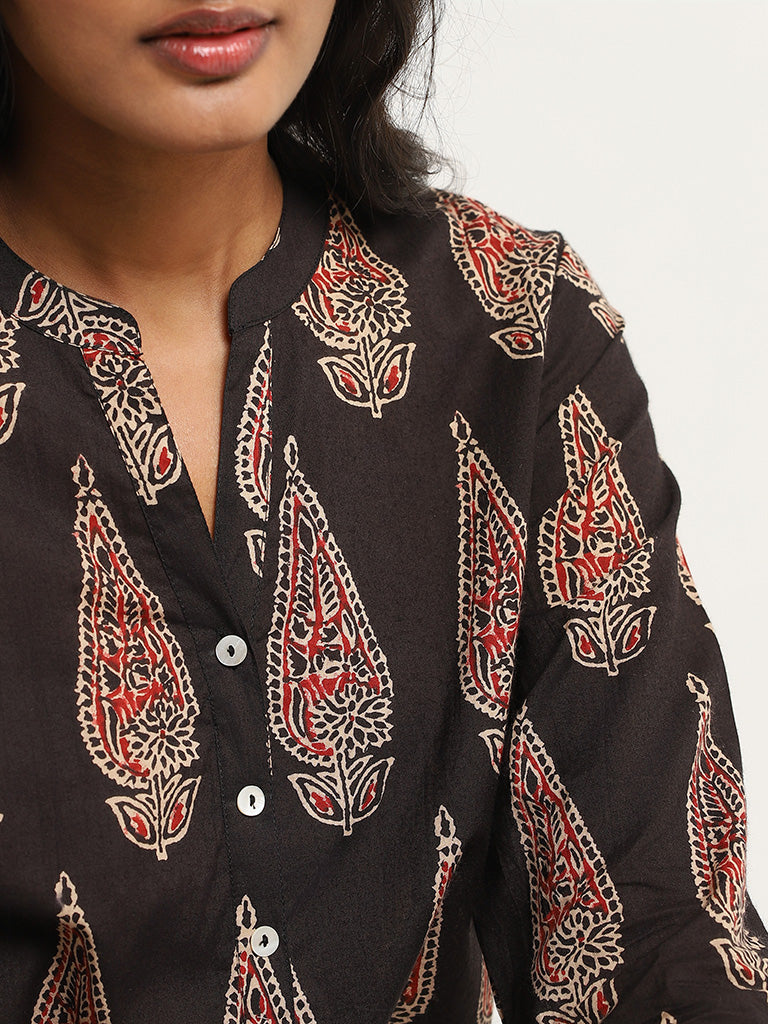 Utsa Black Printed Kurta