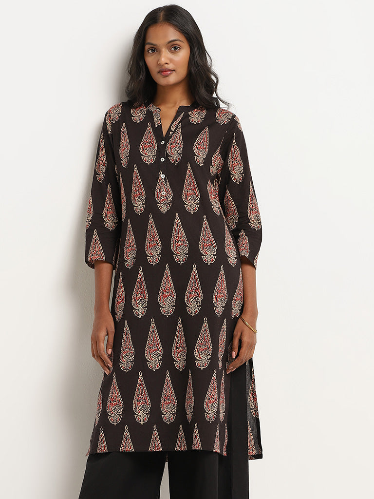 Utsa Black Printed Kurta