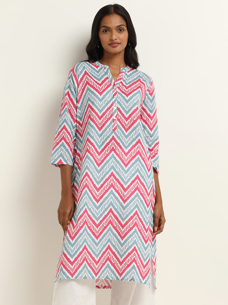 Utsa Blue Printed Kurta