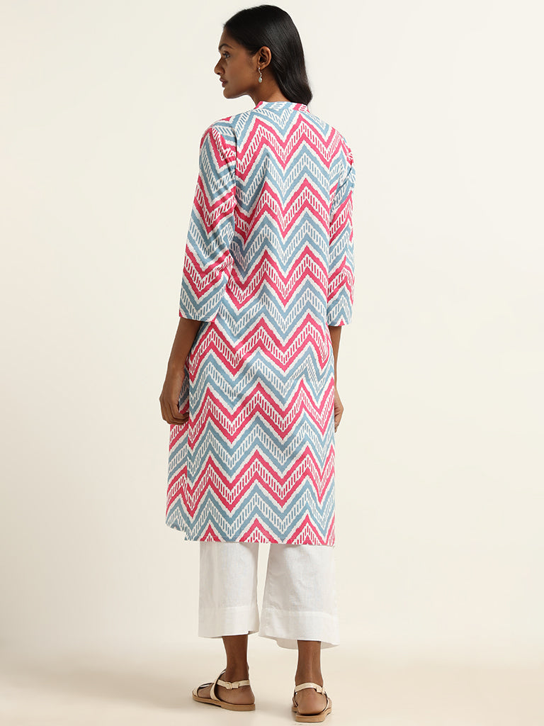 Utsa Blue Printed Kurta